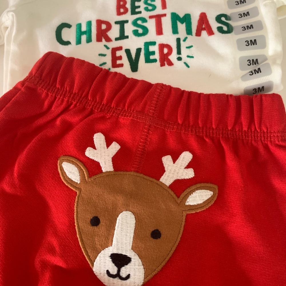 Carters First Christmas 3 Months Best Christmas Ever Rudolph Red Green White